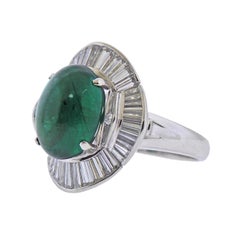 5.53 Carat Emerald Diamond Platinum Ring
