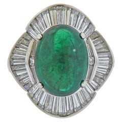 Vintage 5.53 Carat Emerald Diamond Platinum Ring