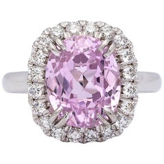 5.53 Carat Kunzite and Diamond Ring