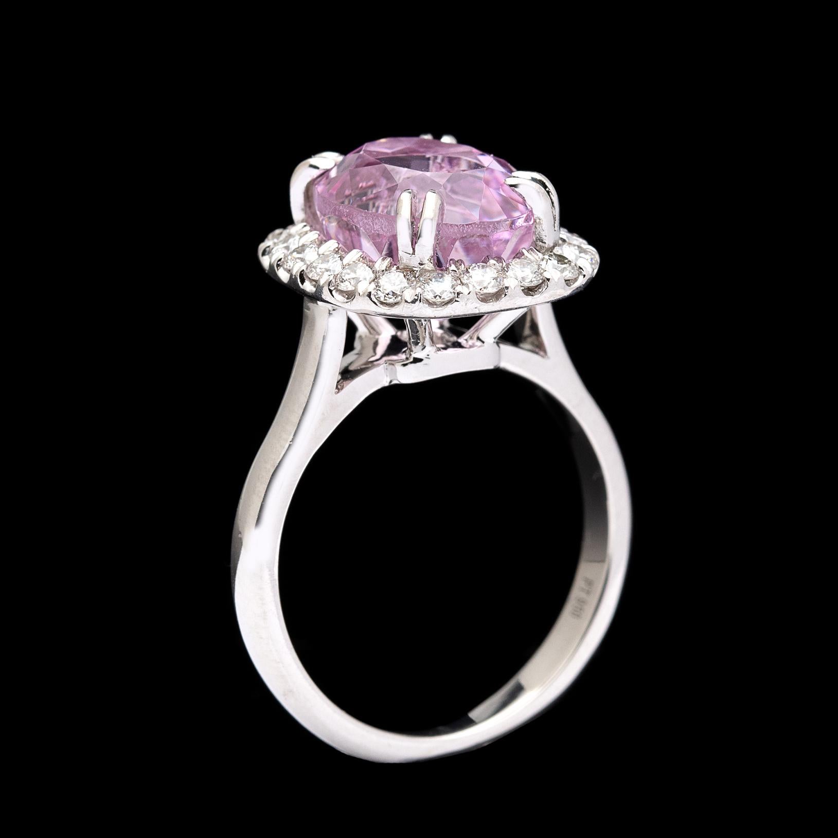 5.53 Carat Kunzite and Diamond Ring 1