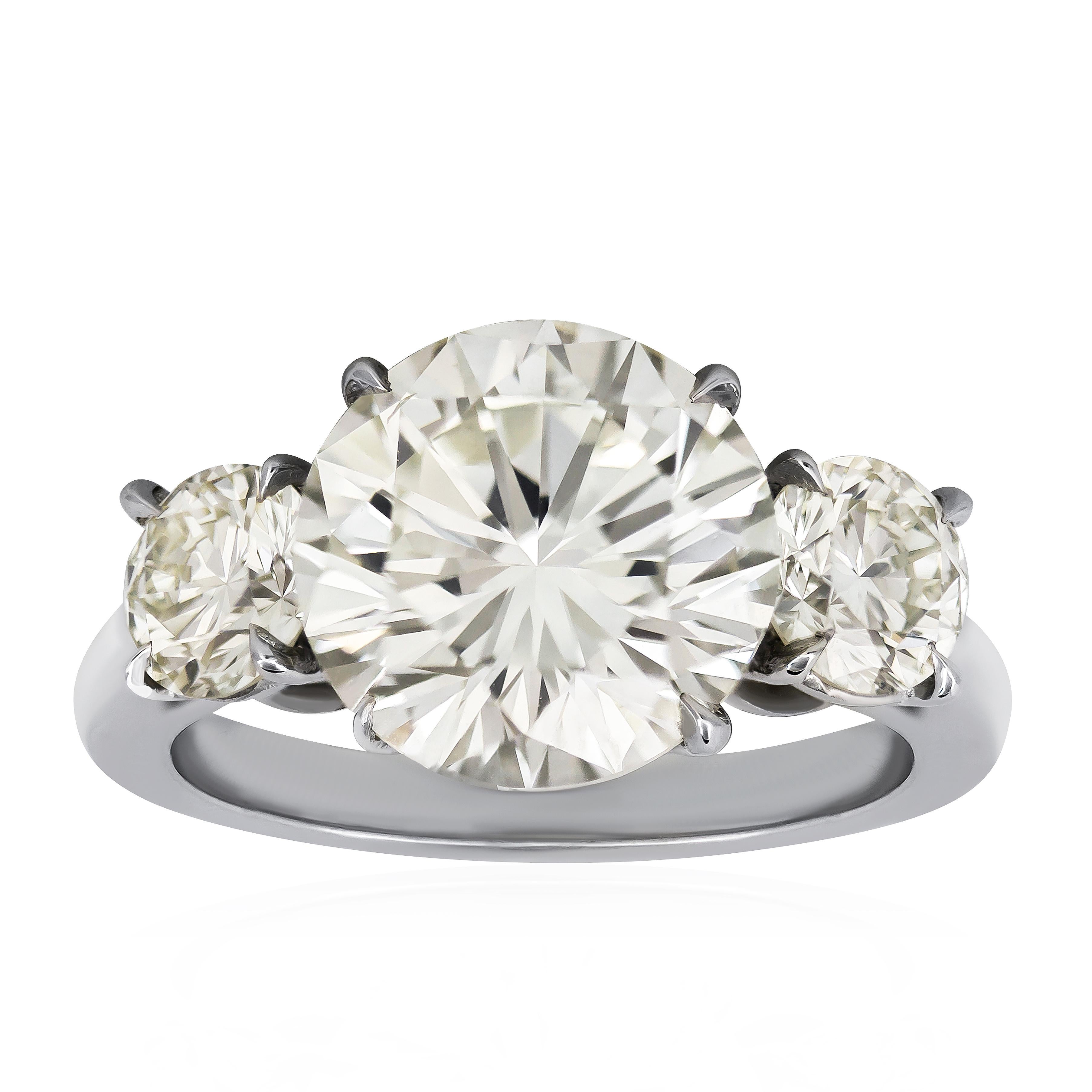 5.53 Carat Round Diamond Three-Stone Engagement Ring