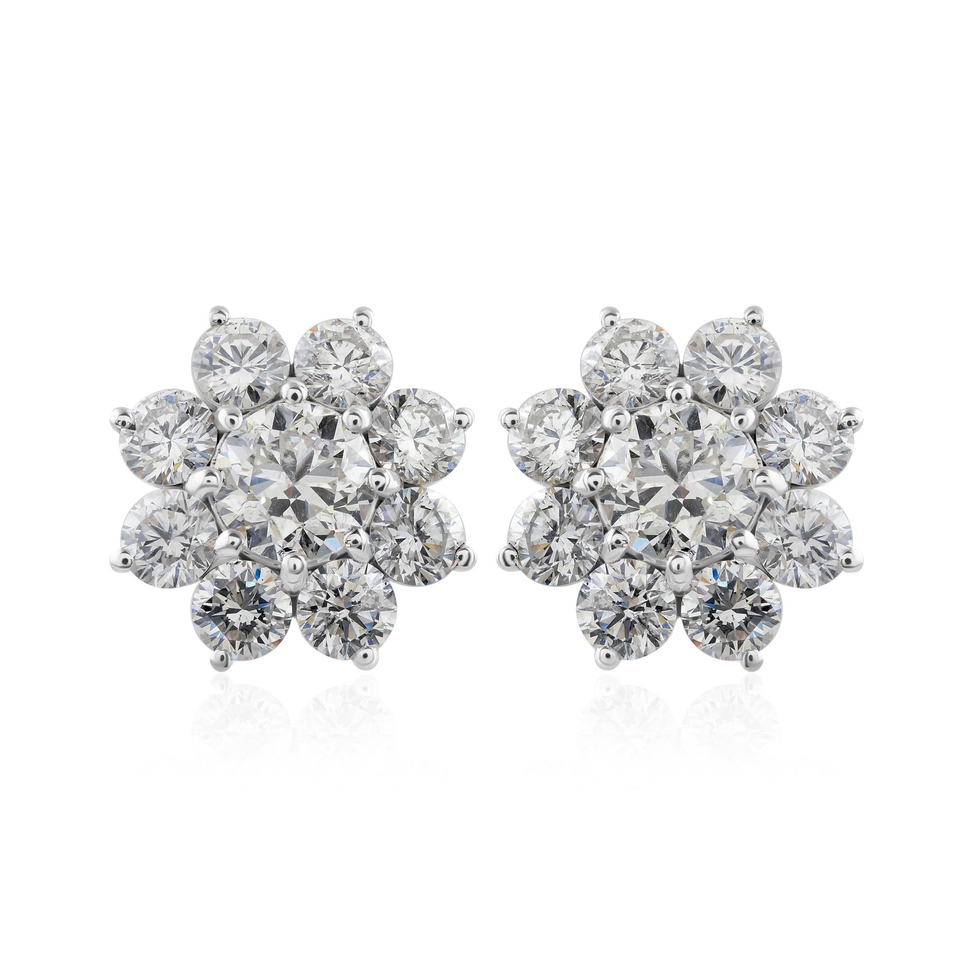 5,53 quilates SI/H Diamantes talla redonda Pendientes florales Oro blanco 14 quilates en Nuevo estado para la venta en Diera, Dubai