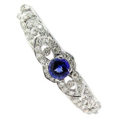 Vintage 5.53 Carat Tanzanite Deep Violetish Blue Diamond White Gold Bangle Cuff Bracelet