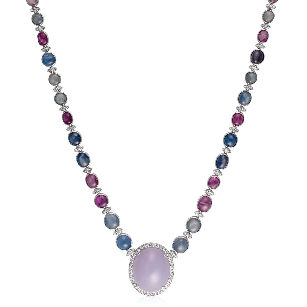 star sapphire necklace white gold