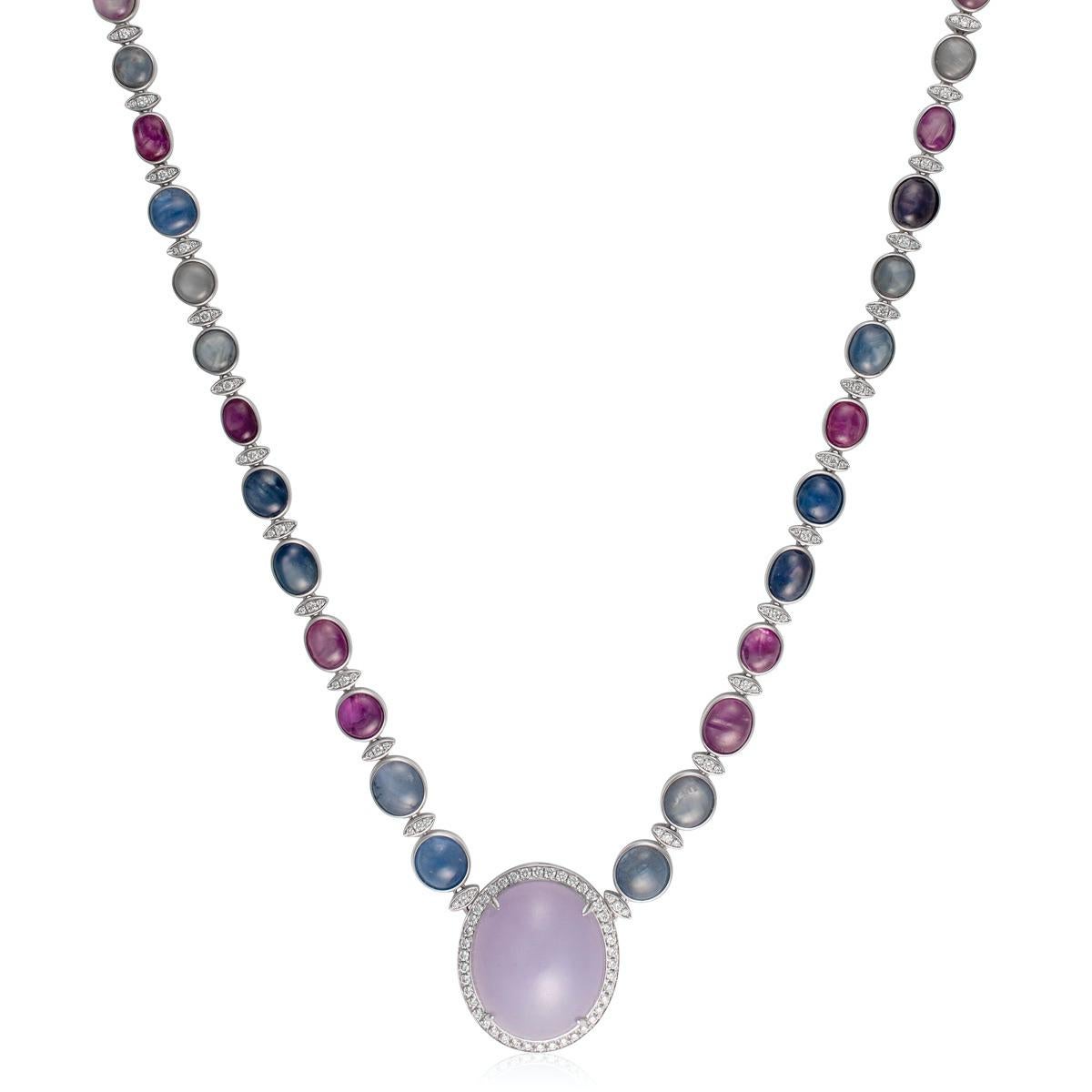 Collana con zaffiro Eostre Star, giadeite lavanda di tipo A e diamanti in oro 18 carati In condizioni Nuovo in vendita a Melbourne, AU