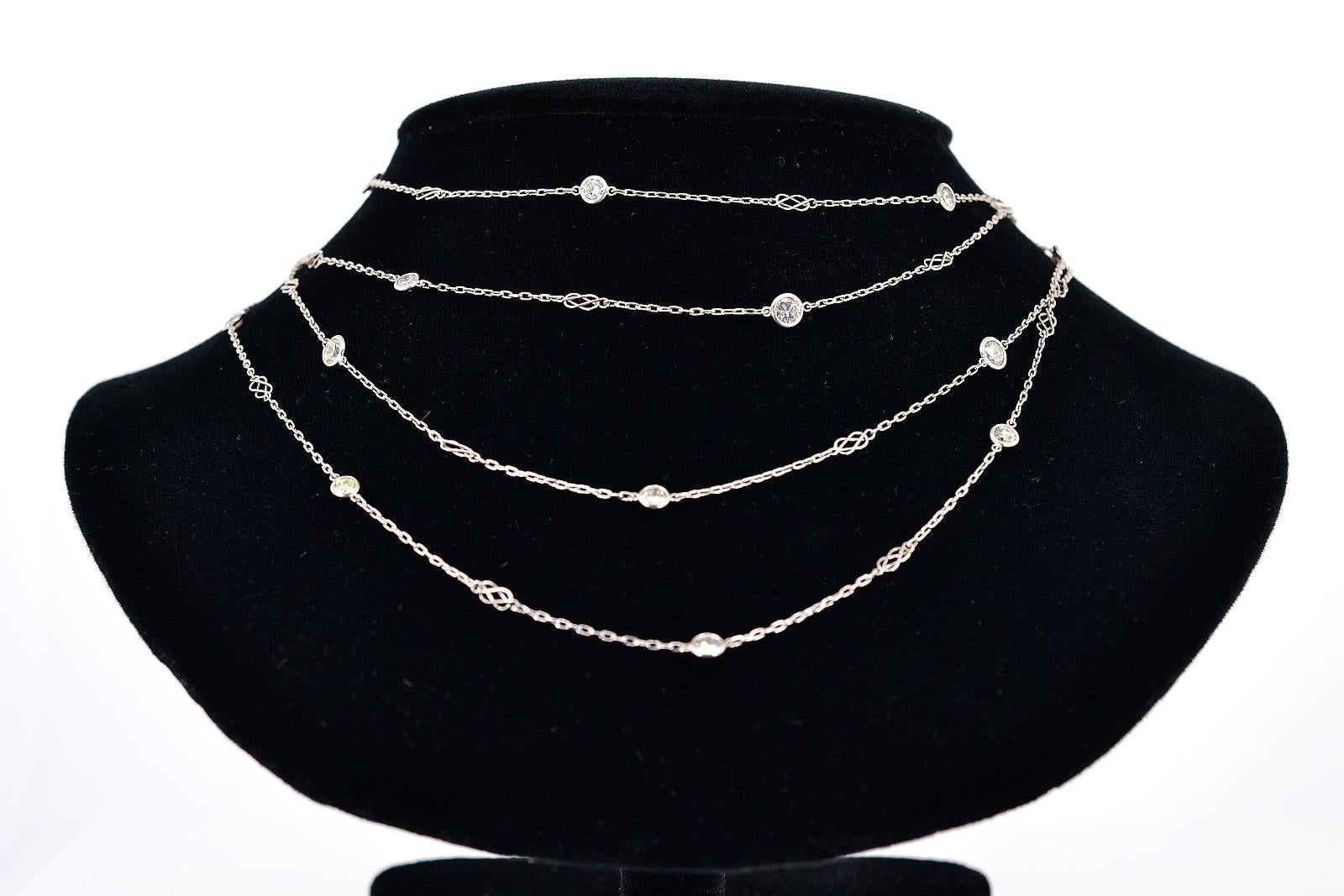 Art Deco 5.54 Carat Diamond by The Yard Platinum Necklace