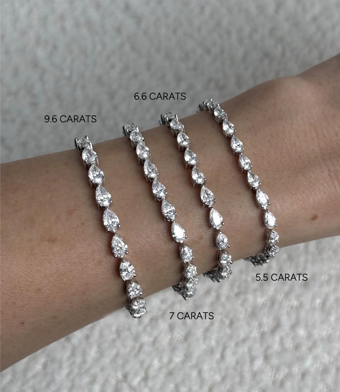 5.54 Carat Pear-Shaped Diamond Tennis Bracelet For Sale 1