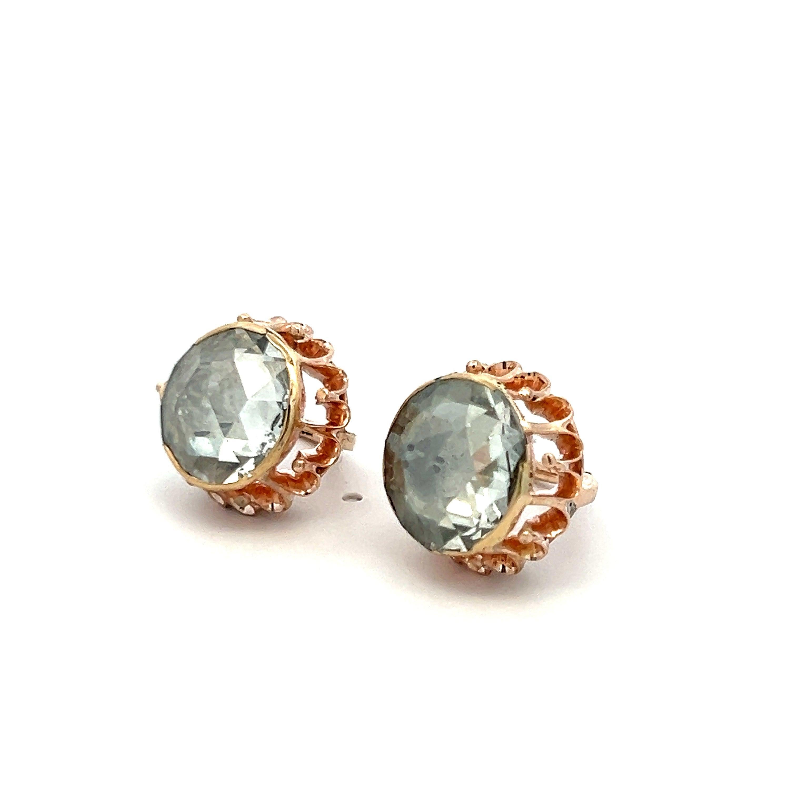 5.54 Carat Rose Cut K-M SI2 Diamond 14 Karat Rose Gold Leverback Earrings In Good Condition For Sale In New York, NY
