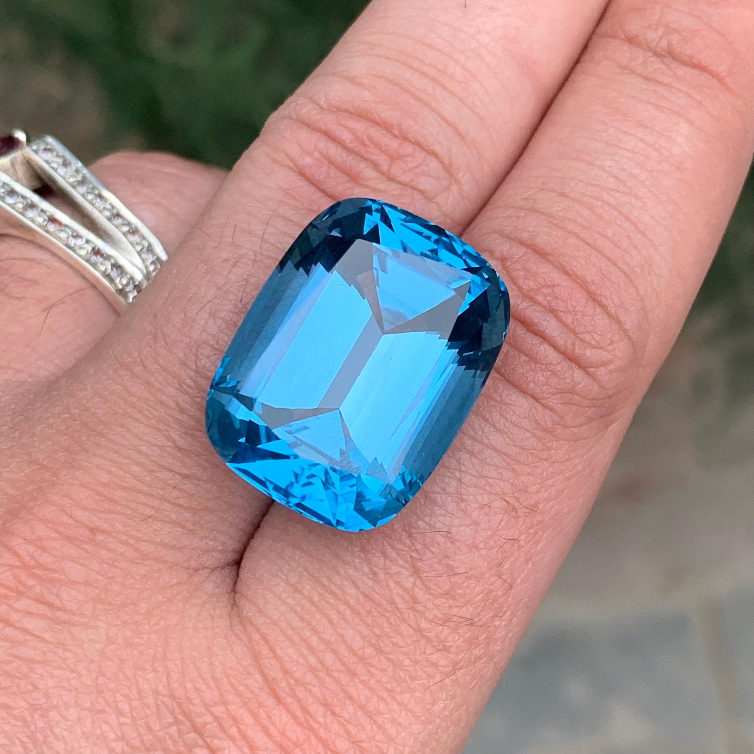 55.40 Carat Excellent Faceted London Blue Topaz Cushion Shape Gemstone For Sale 4