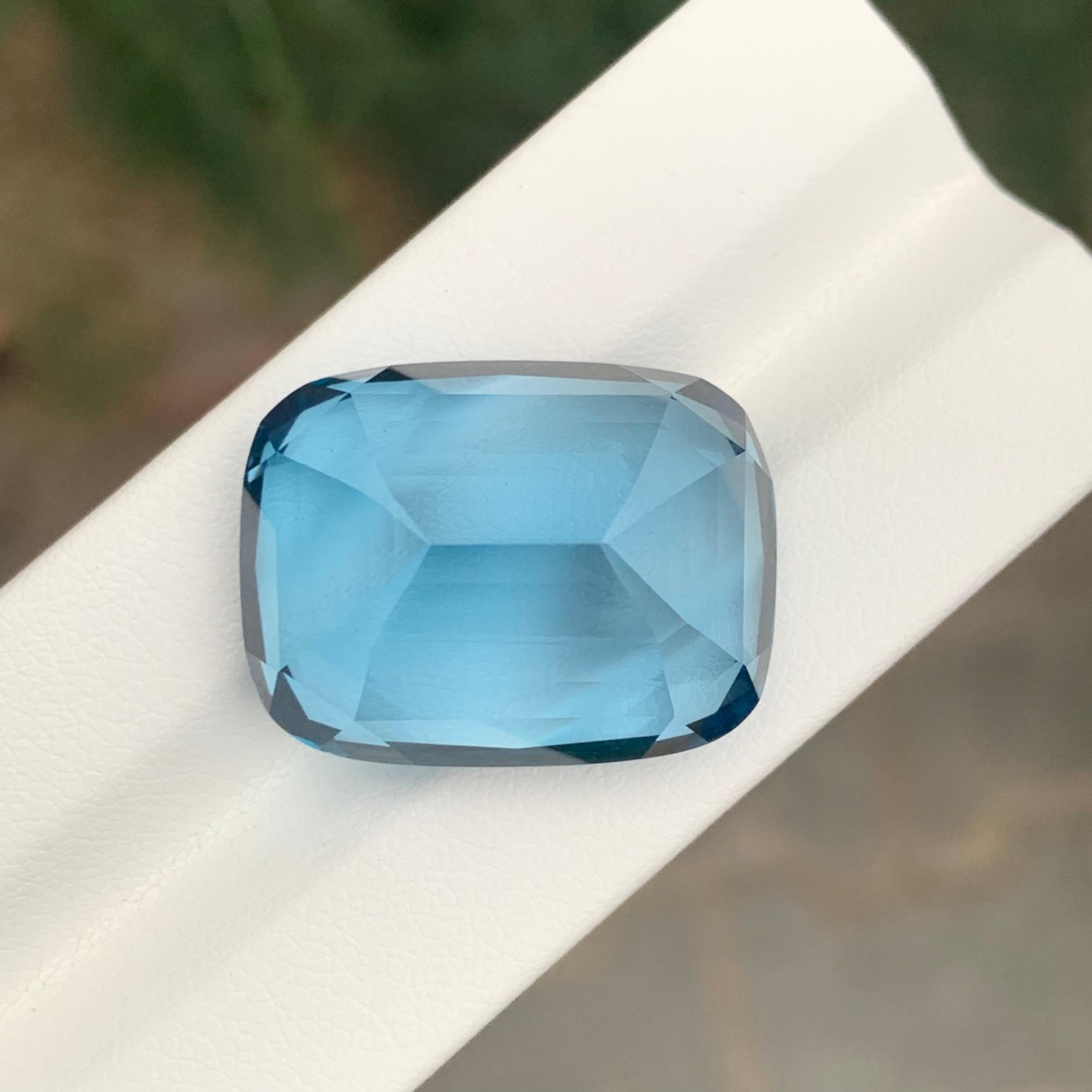 55.40 Carat Excellent Faceted London Blue Topaz Cushion Shape Gemstone For Sale 5