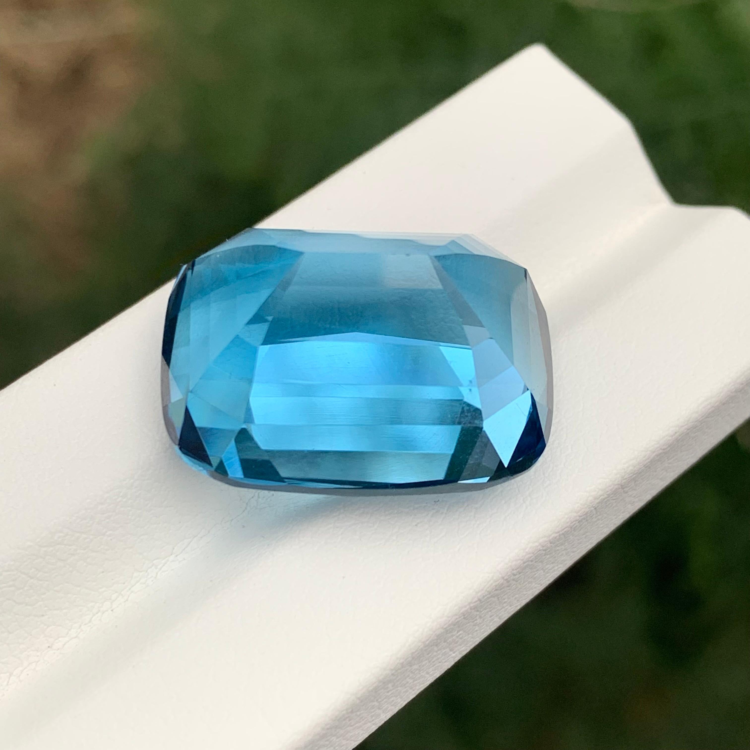 55.40 Carat Excellent Faceted London Blue Topaz Cushion Shape Gemstone For Sale 6