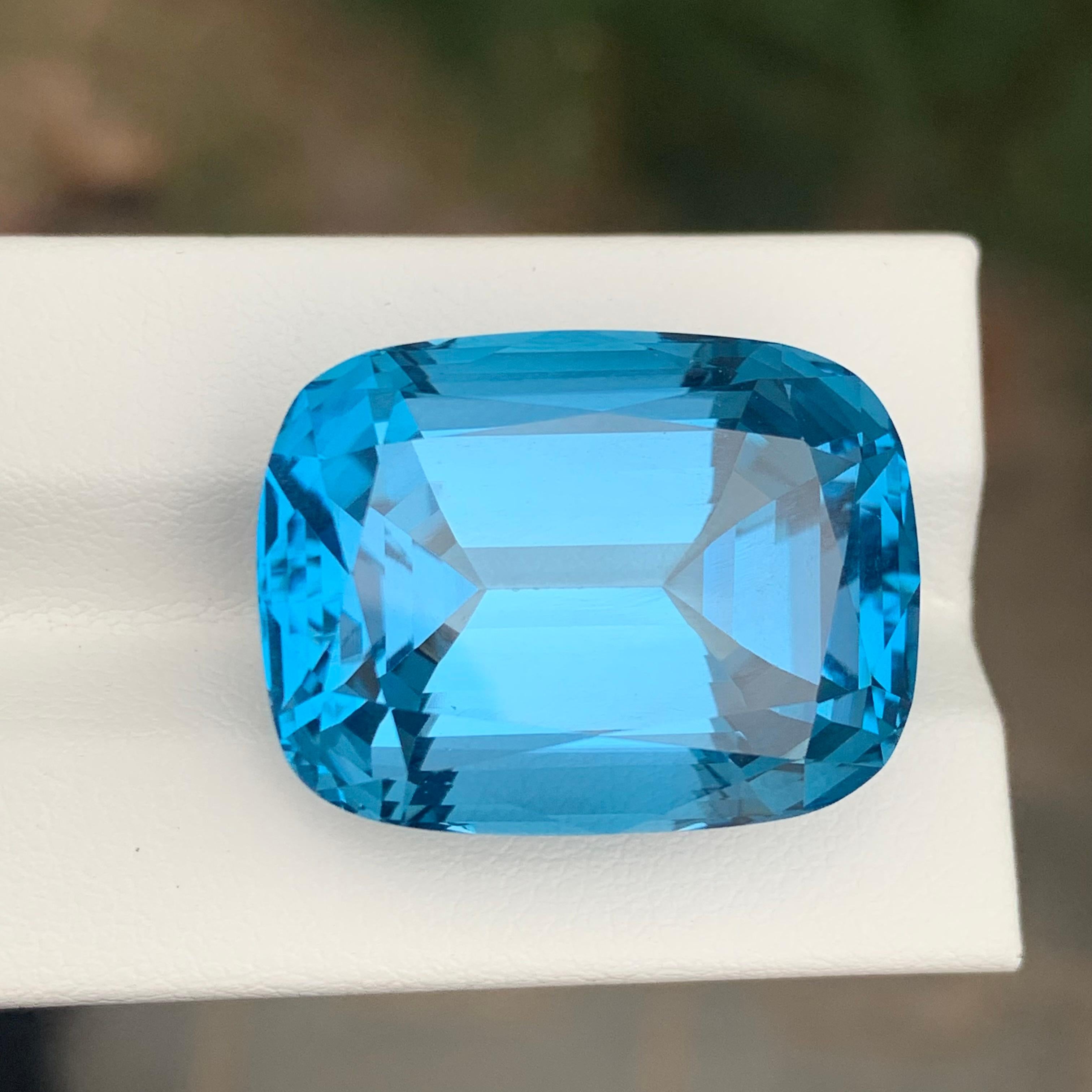 55.40 Carat Excellent Faceted London Blue Topaz Cushion Shape Gemstone For Sale 7