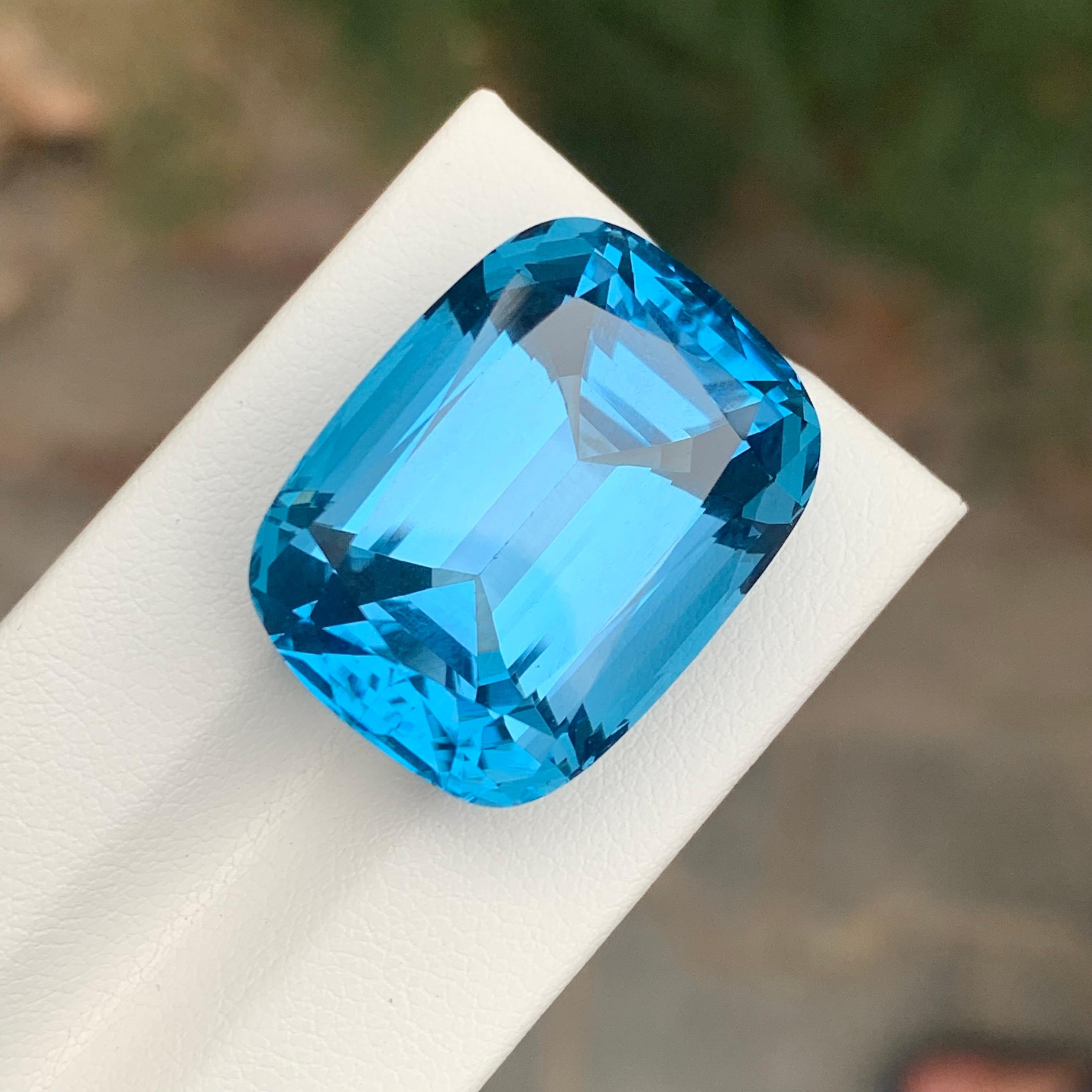Arts and Crafts 55.40 Carat Excellent Faceted London Blue Topaz Cushion Shape Gemstone For Sale
