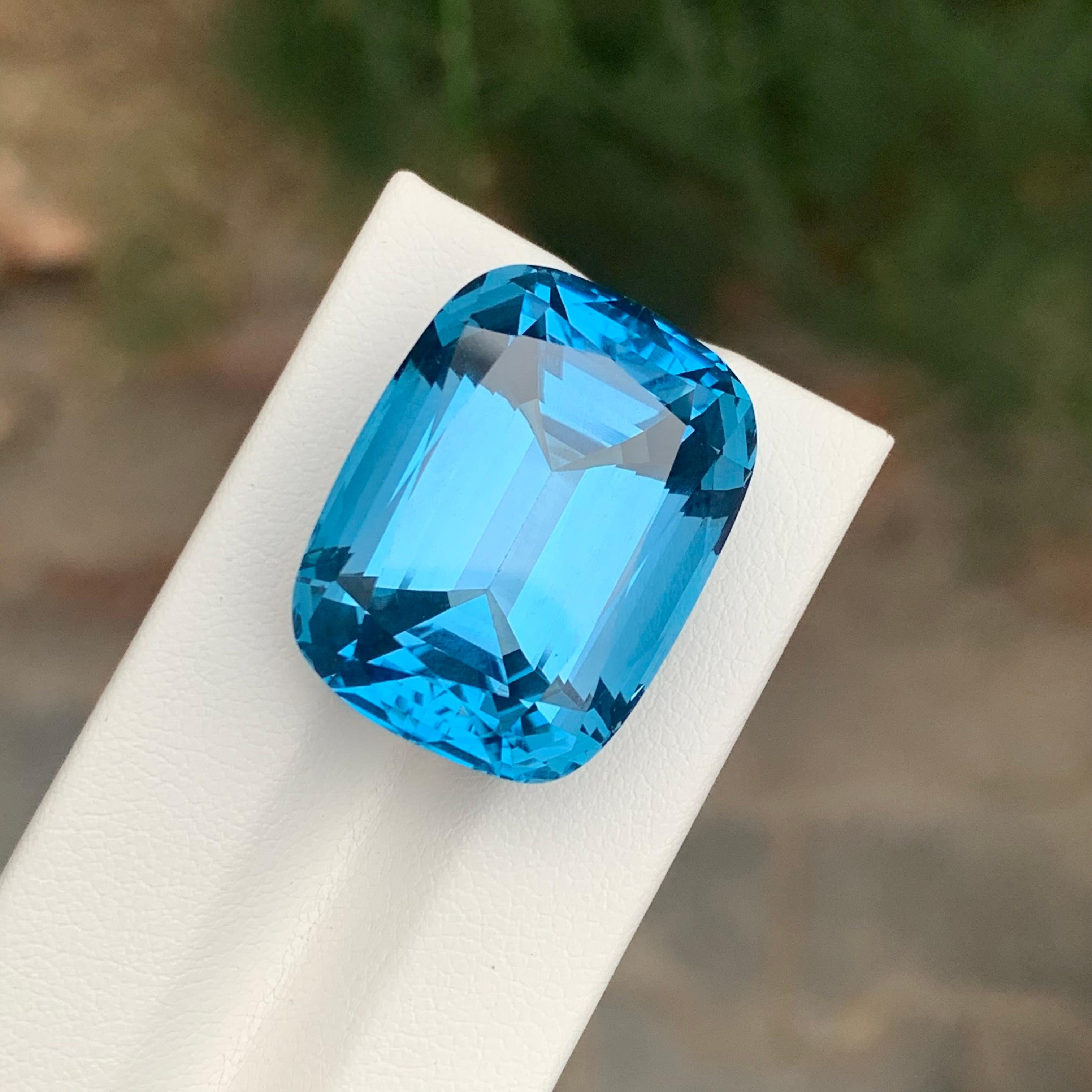 Cushion Cut 55.40 Carat Excellent Faceted London Blue Topaz Cushion Shape Gemstone For Sale