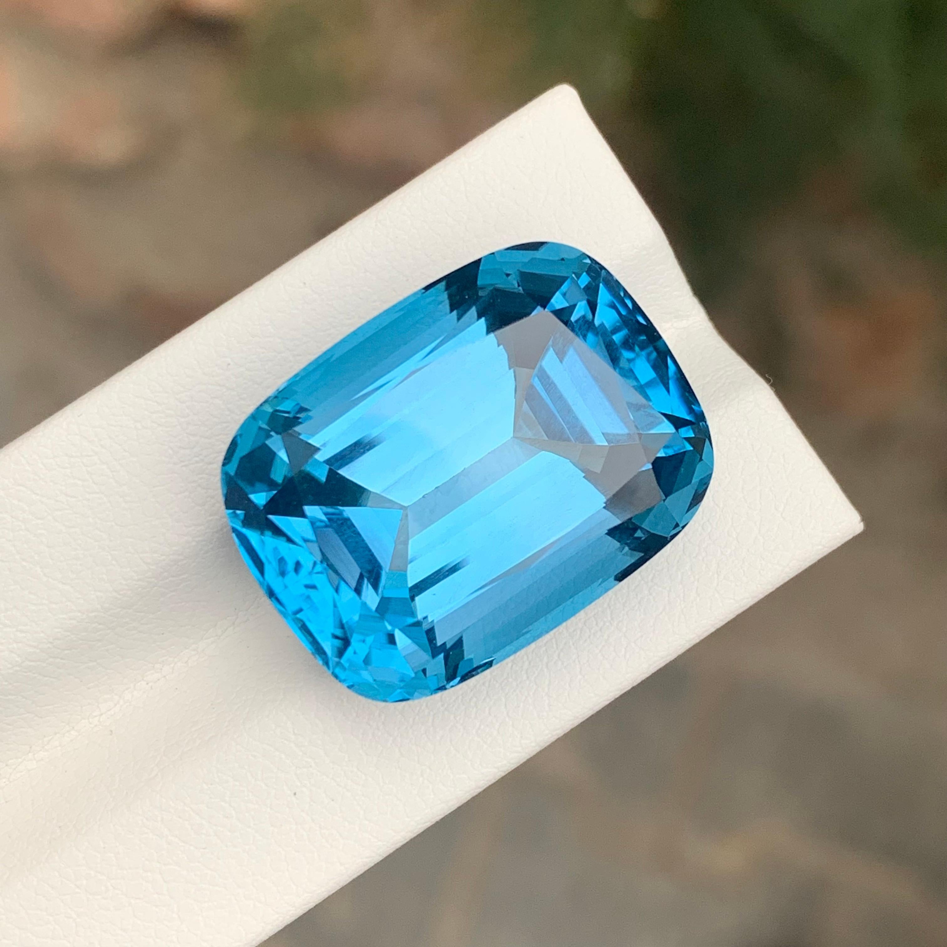 55.40 Carat Excellent Faceted London Blue Topaz Cushion Shape Gemstone For Sale 1