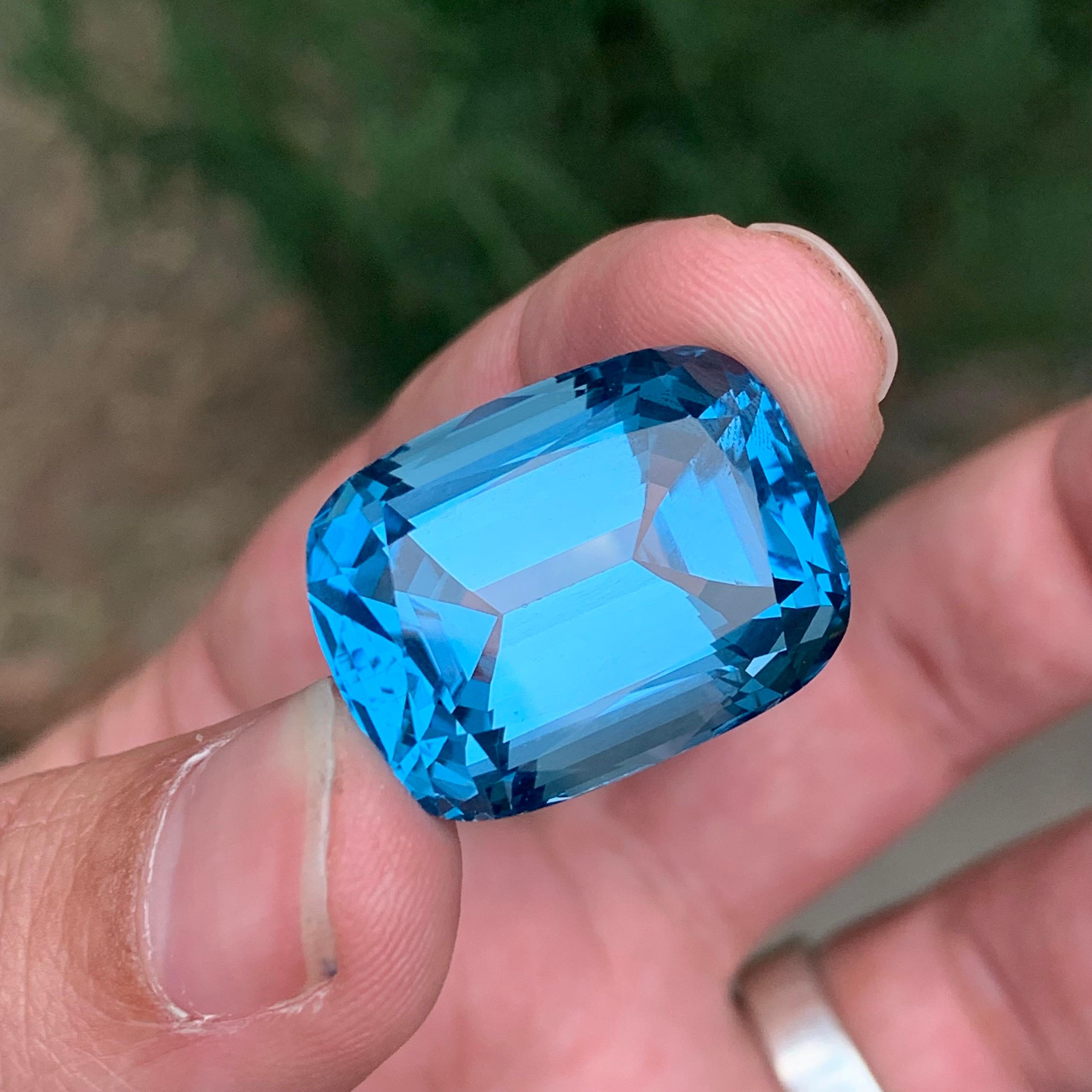 55.40 Carat Excellent Faceted London Blue Topaz Cushion Shape Gemstone For Sale 2