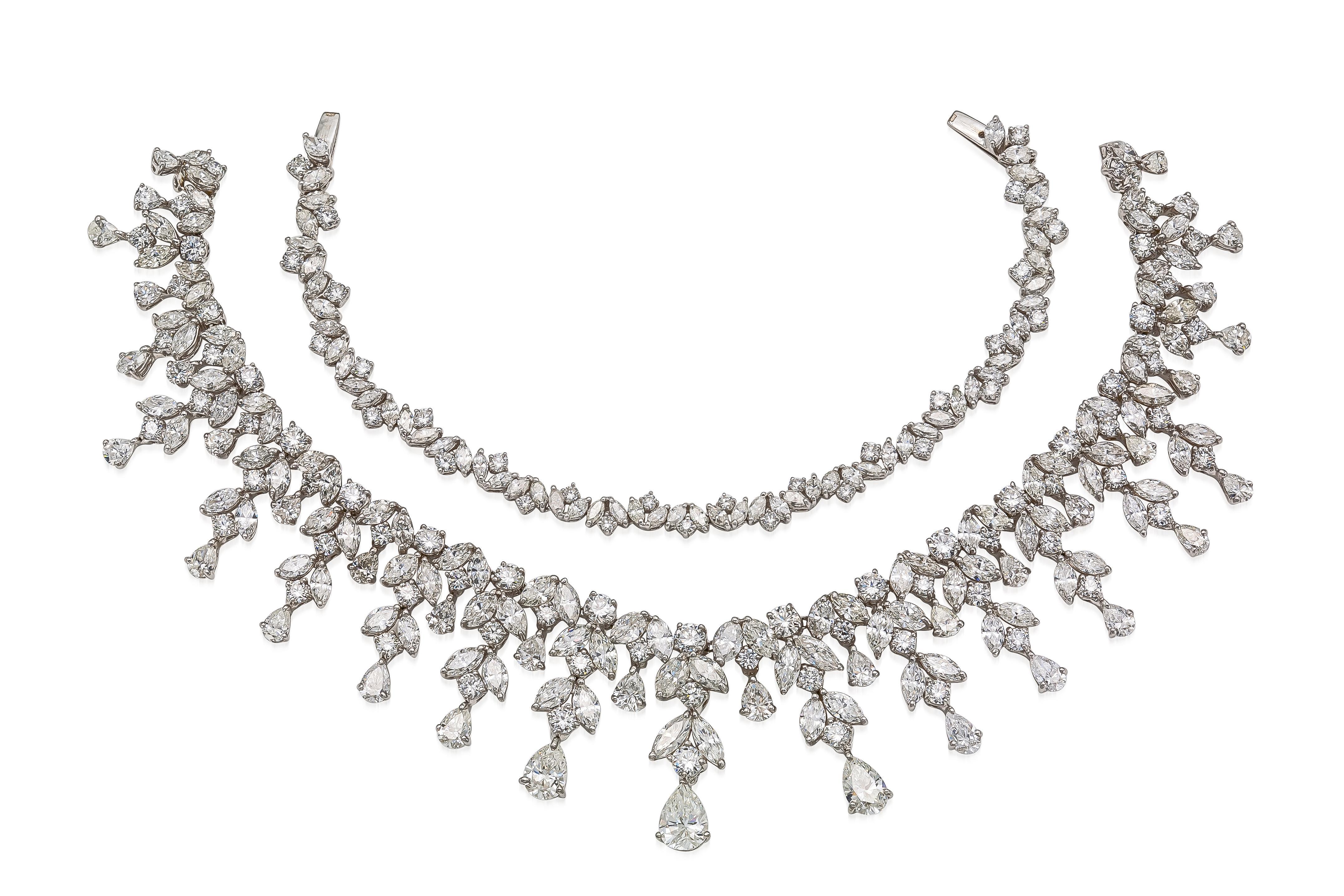 Mixed Cut 55.44 Carat Diamond Tiara / Necklace For Sale