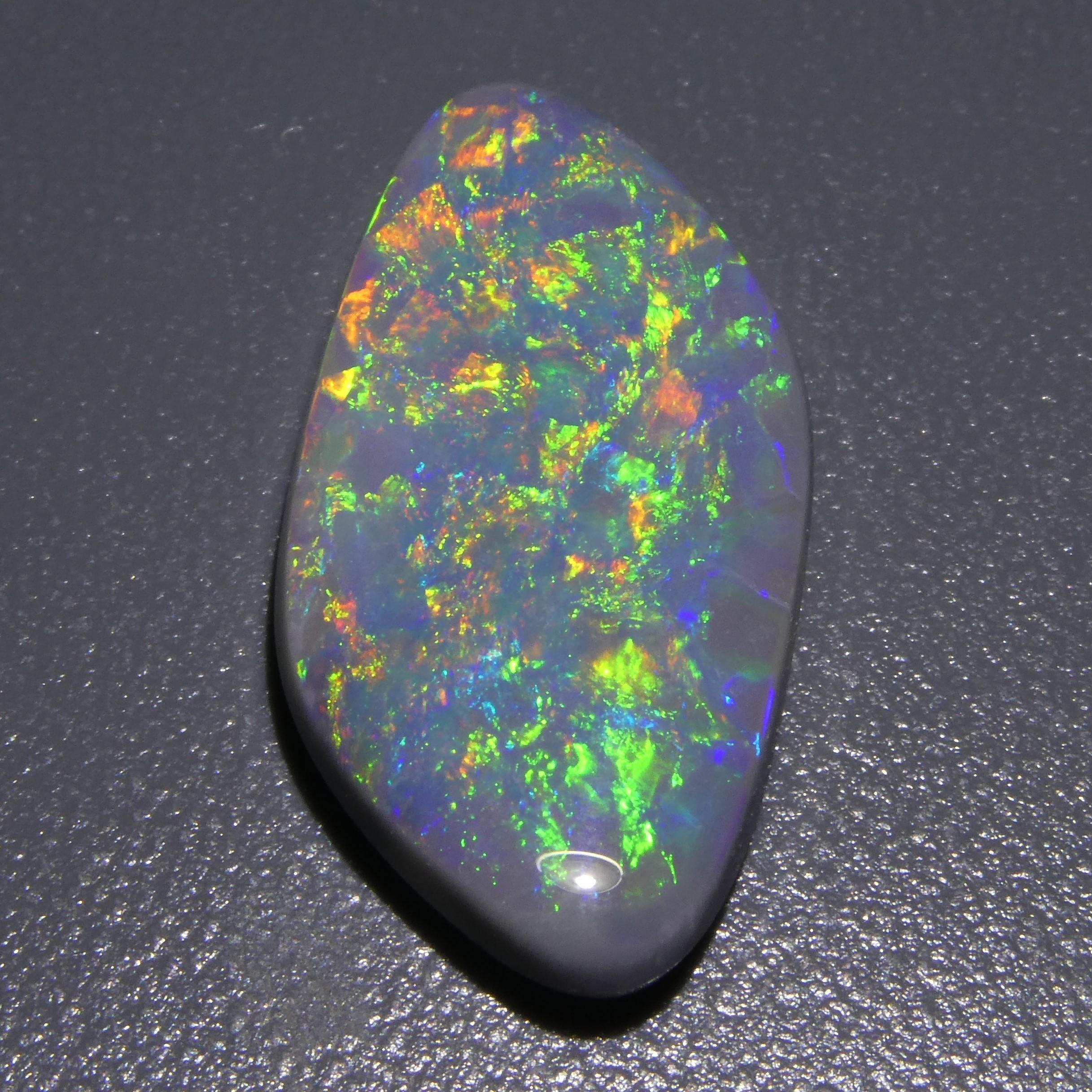 5.54ct Freeform Tablet Semi Black Opal GIA Certified Australia For Sale 3