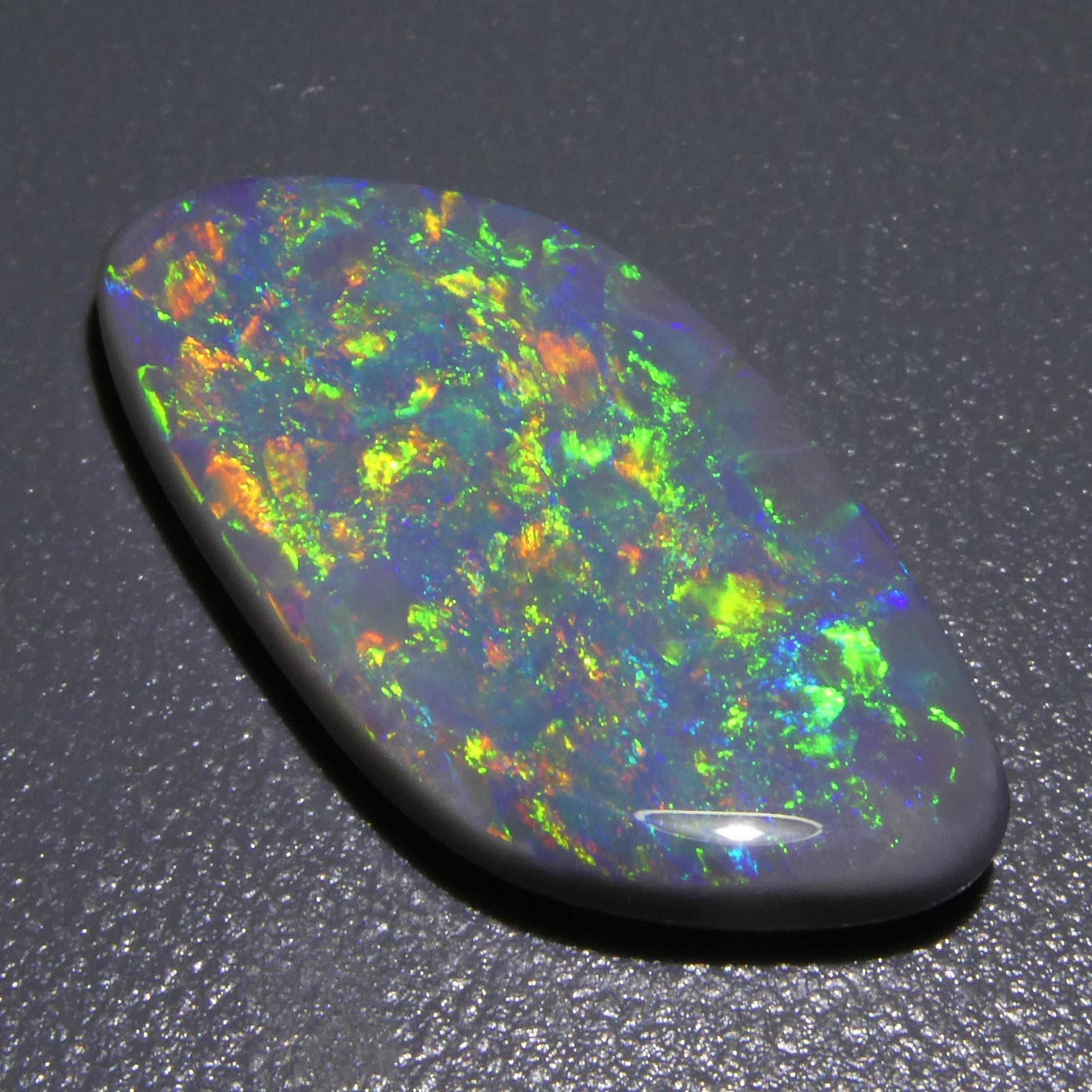 5.54ct Freeform Tablet Semi Black Opal GIA Certified Australia For Sale 4