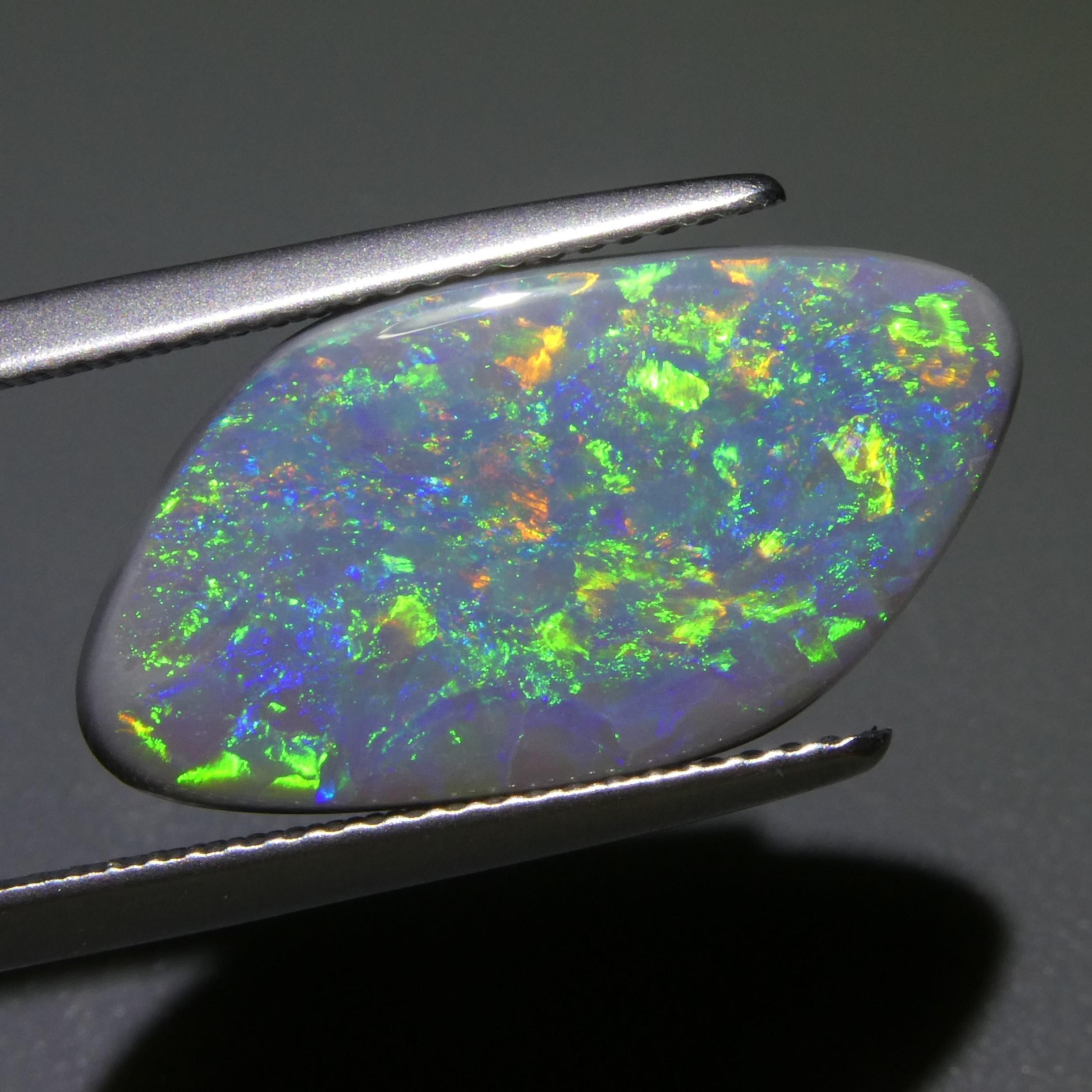 5.54ct Freeform Tablet Semi Black Opal GIA Certified Australia For Sale 8