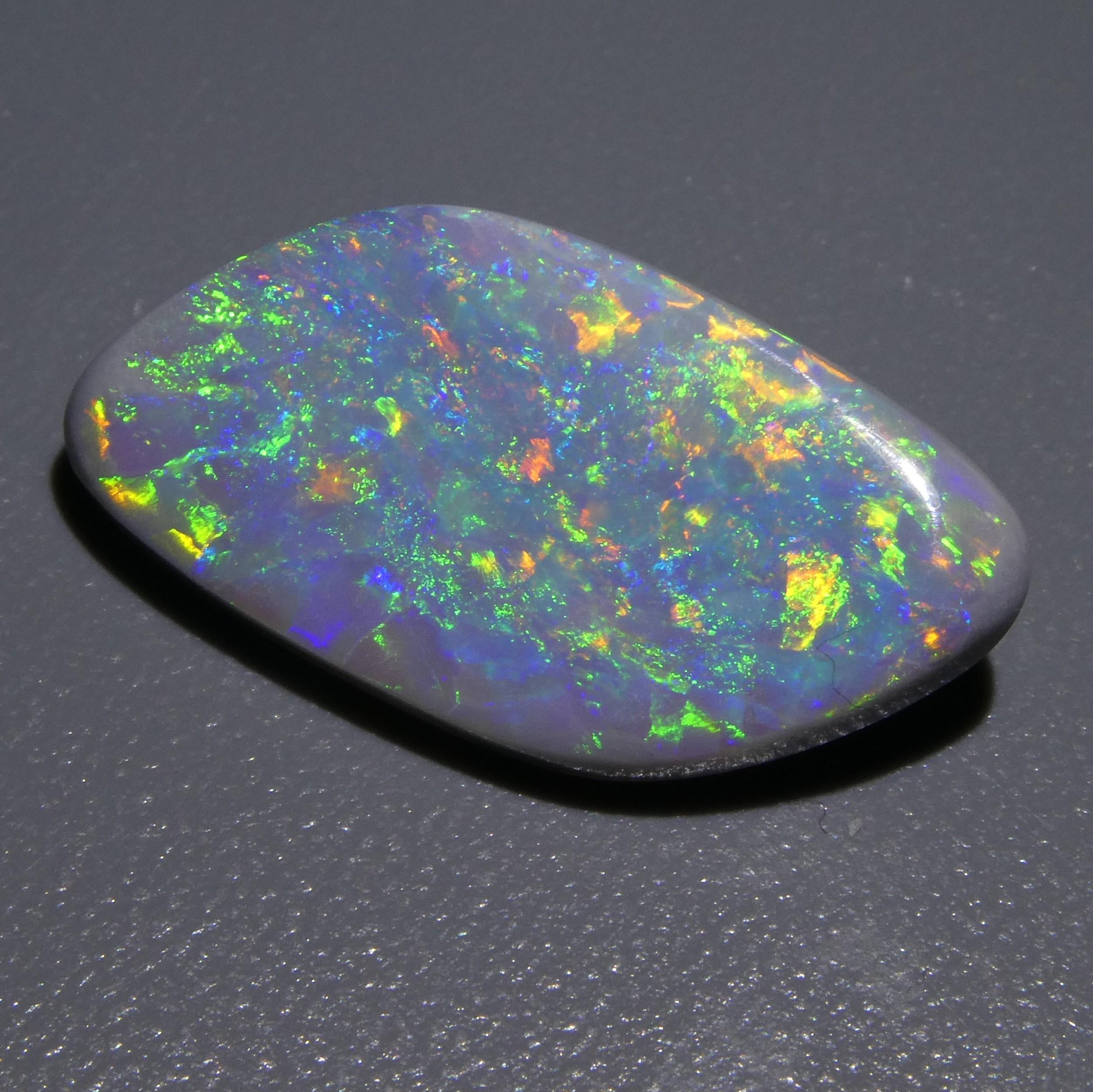 Cabochon 5.54ct Freeform Tablet Semi Black Opal GIA Certified Australia For Sale