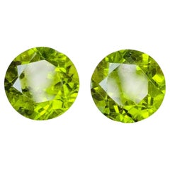 5.55 + 5.60 Carats Natural Round Cut Peridot Pair Loose Gemstones from Pakistan