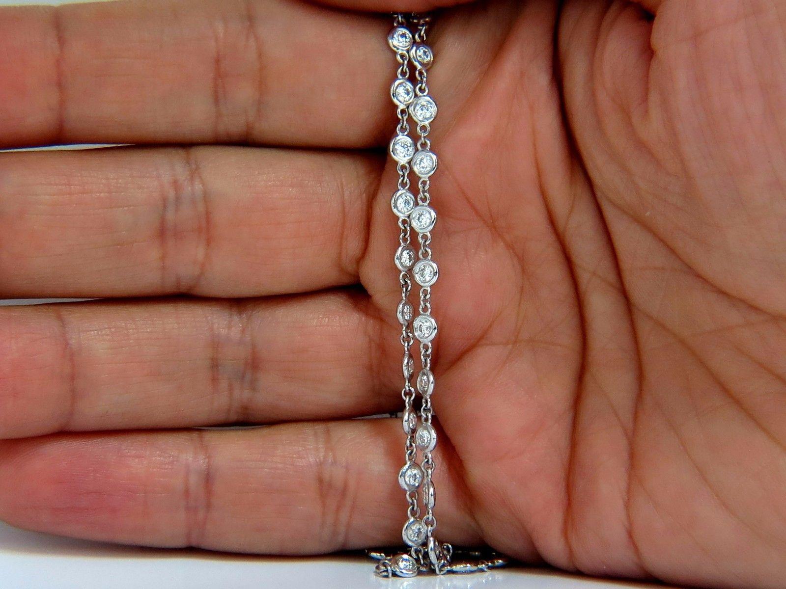 Round Cut 5.55 Carat Diamonds Eternity Station by Yard Double Wrap Necklace 14 Karat G/Vs For Sale