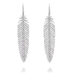 Juego de pendientes y colgante pluma con diamantes de 5,55 quilates