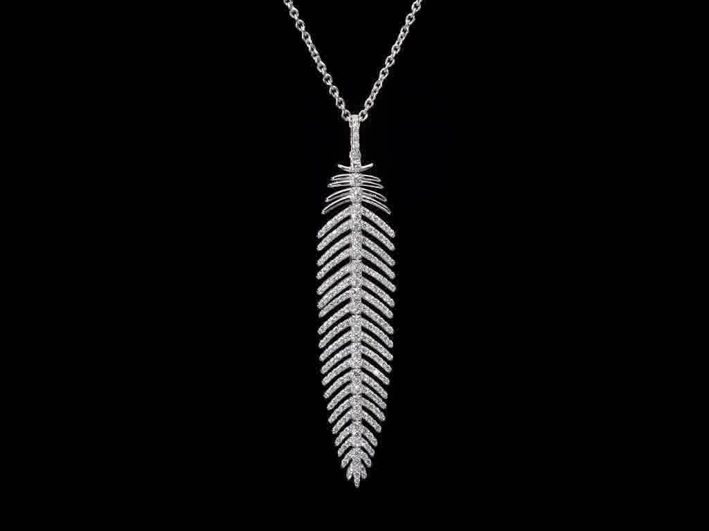 Women's or Men's 5.55 Carat Diamonds Feather Dangle Pendent and Earring Set For Sale
