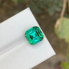 5.55 Carat Natural Loose Blue Green Tourmaline Cushion Cut Gemstone (Tourmaline bleue et verte taillée en coussin)