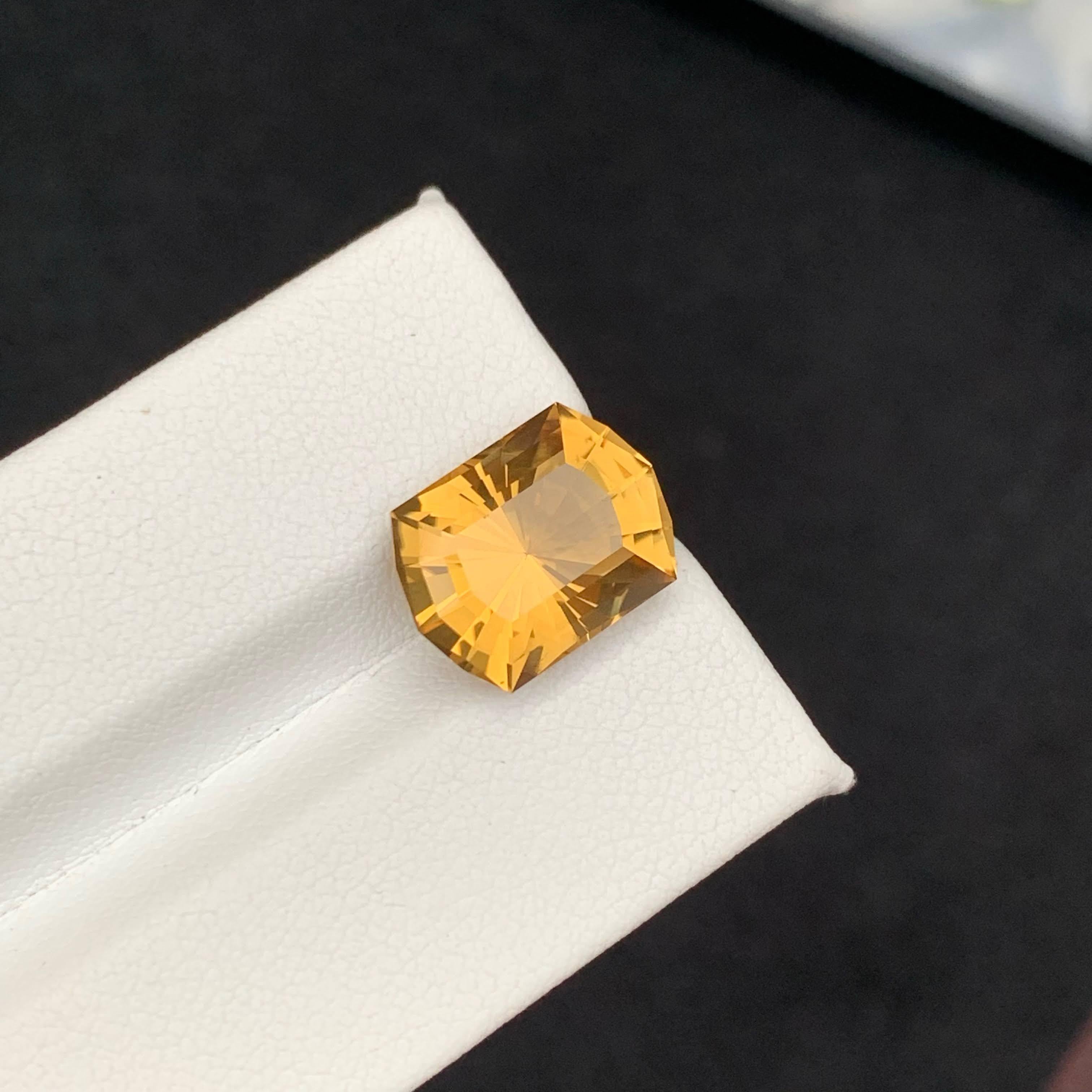 Women's or Men's 5.55 Carat Natural Loose Chrome Yellow Citrine Stone Custom Cut African Gemstone For Sale