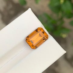 5.55 Carat Natural Loose Honey Citrine Emerald Shape Gemstone