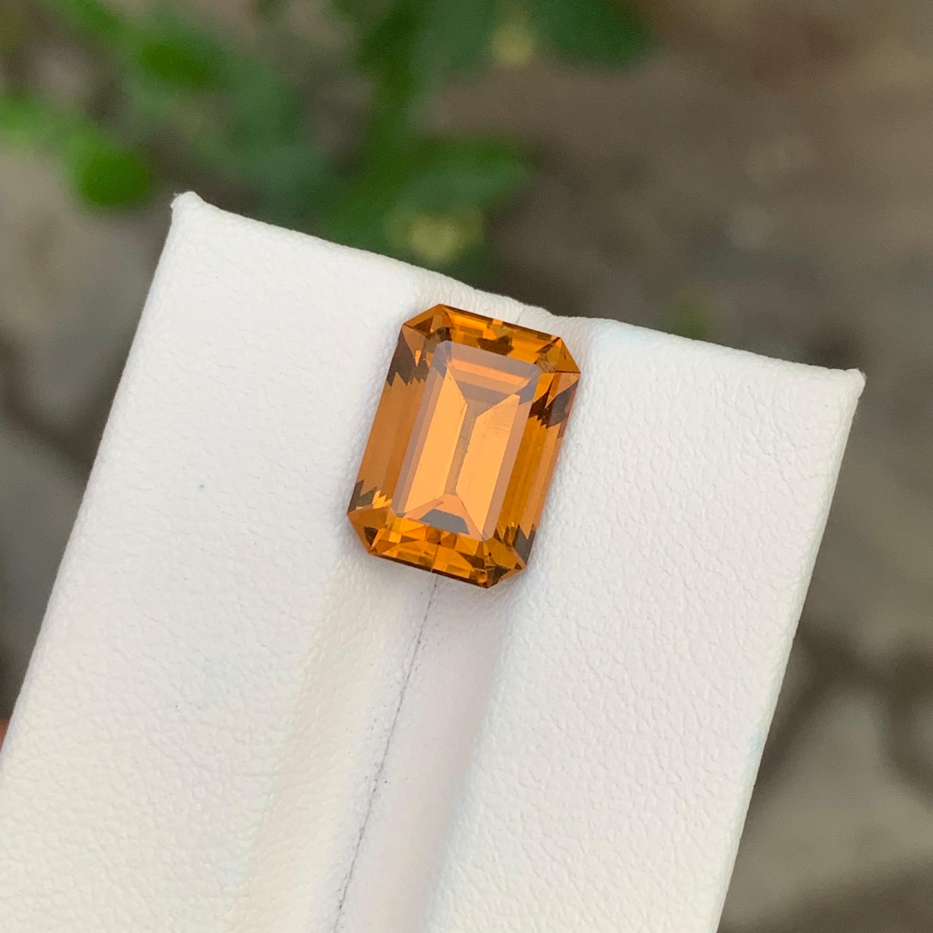 5.55 Carat Natural Loose Honey Citrine Emerald Shape Gemstone (pierre précieuse en forme d'émeraude) en vente 3