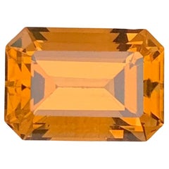 5.55 Carat Natural Loose Honey Citrine Emerald Shape Gemstone