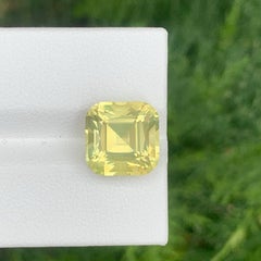 5.55 Carat Natural Loose Lemon Color Citrine Stone Cushion Cut African Gemstone