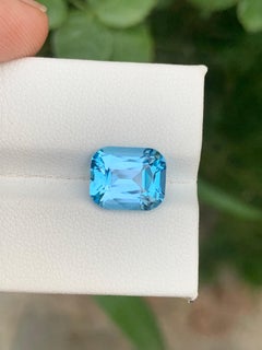5.55 Carat Natural Loose Swiss Blue Topaz Cushion Cut Gemstone