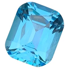 5.55 Carat Natural Loose Swiss Blue Topaz Cushion Cut Gemstone