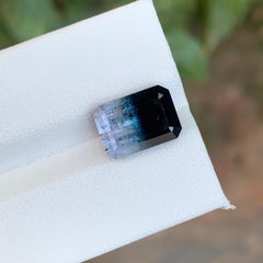 5.55 Carat Natural Loose Tri Colour Tourmaline Emerald Shape Gemstone