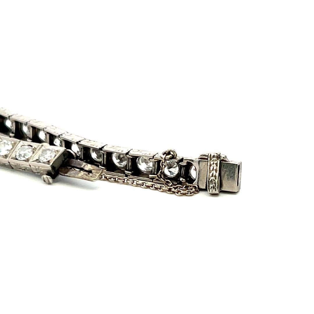 5.55 Carat Old European Cut G VS Diamond Platinum Tennis Bracelet For Sale 4