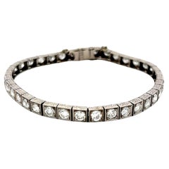 5.55 Carat Old European Cut G VS Diamond Platinum Tennis Bracelet