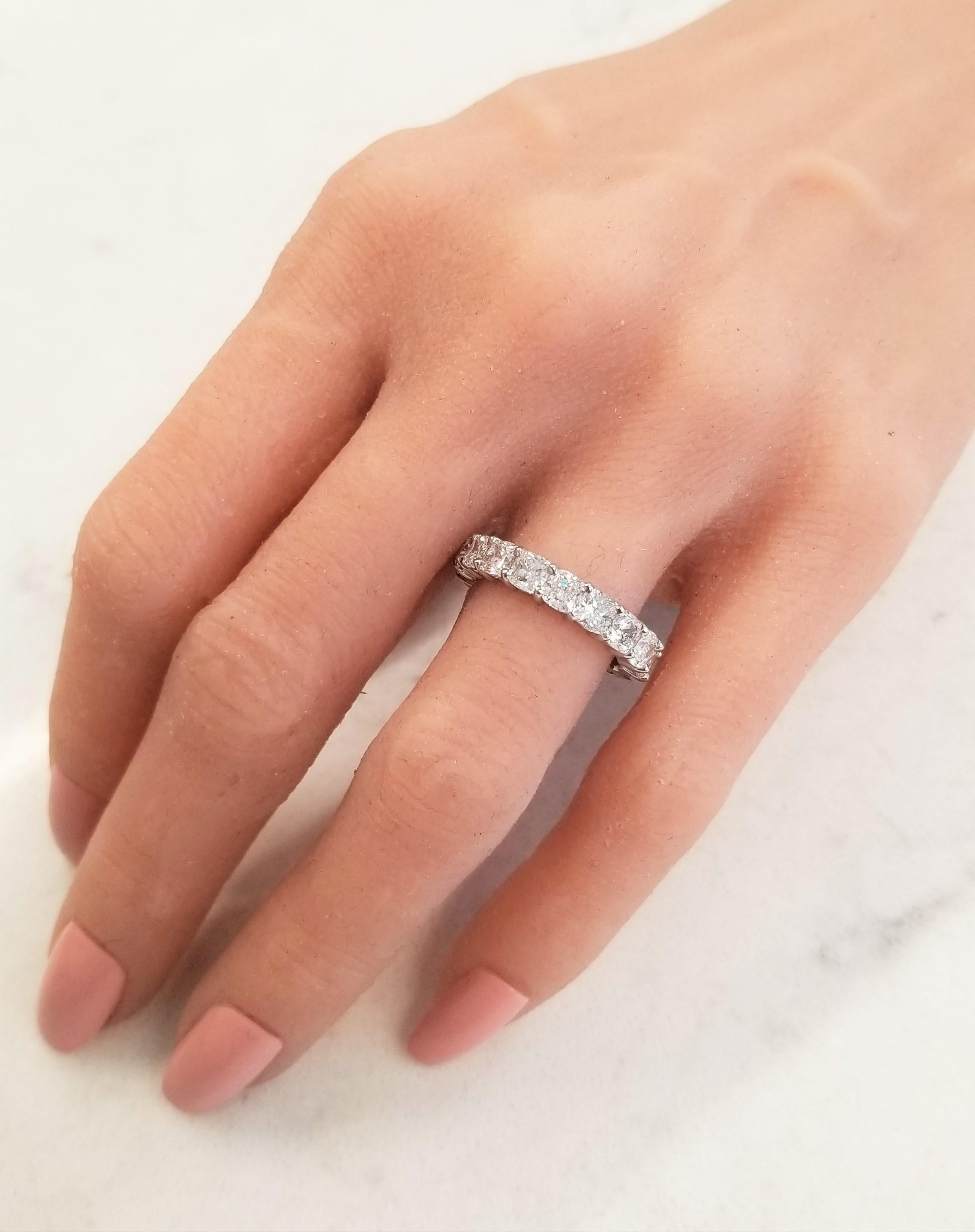 5.55 Carat Total Cushion Cut Diamond Eternity Band in Platinum 4