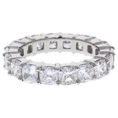 5.55 Carat Total Cushion Cut Diamond Eternity Band in Platinum