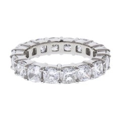 5.55 Carat Total Cushion Cut Diamond Eternity Band in Platinum