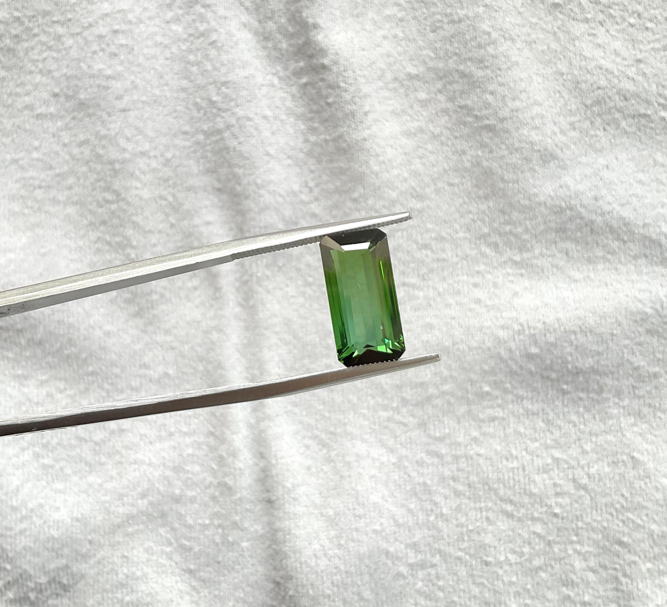 Pierre précieuse naturelle tourmaline vert foncé octogonale de 5,55 carats de qualité supérieure Neuf - En vente à Jaipur, RJ