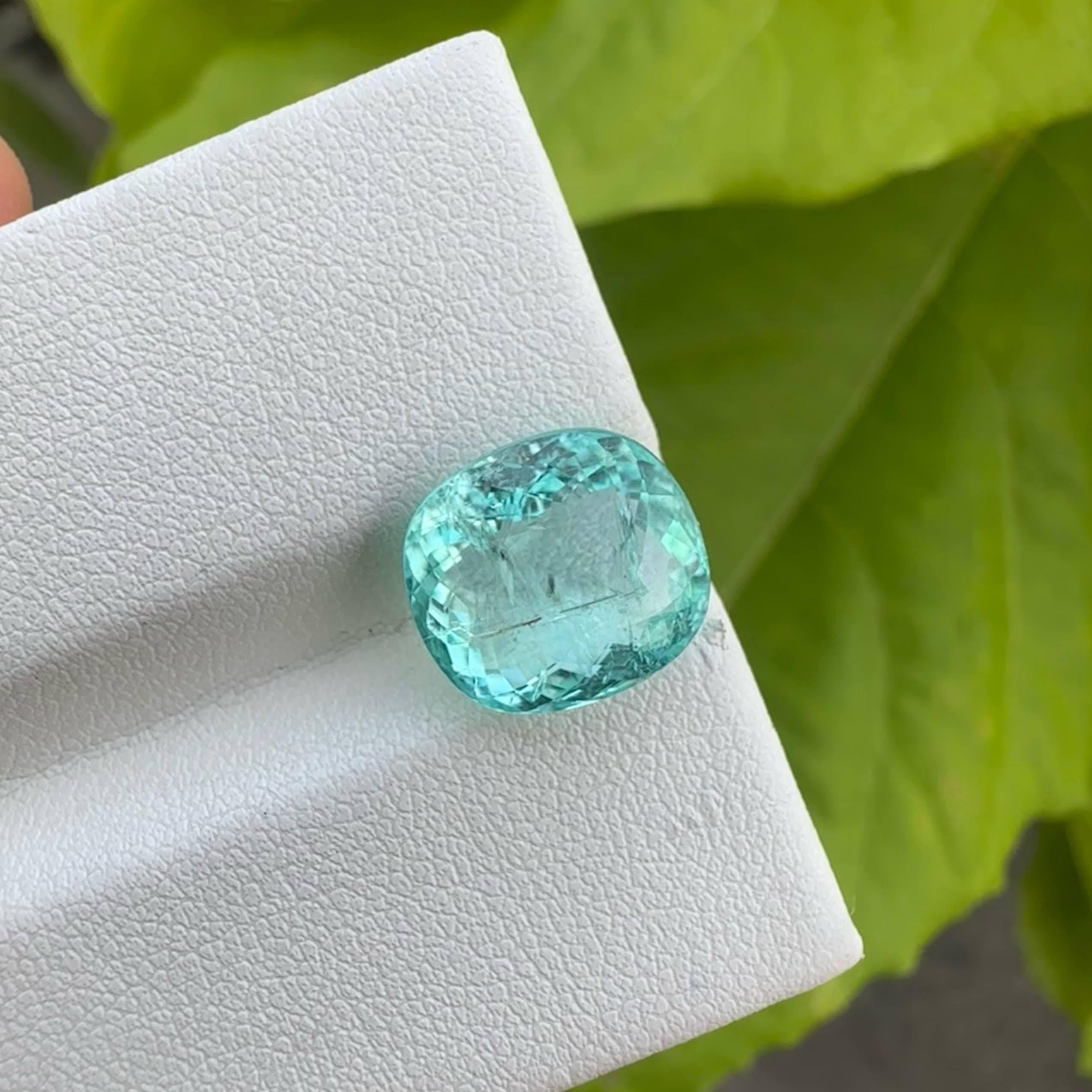 5.55 Carats Paraiba Tourmaline Cushion Cut Natural Stone From Mozambique In New Condition For Sale In Bangkok, TH