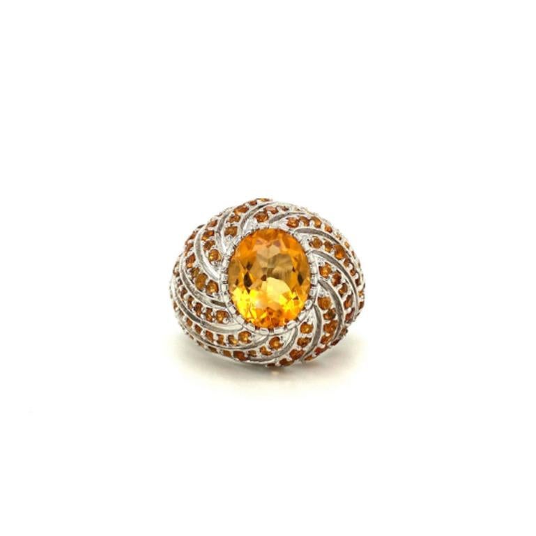 For Sale:  5.55 Ct Citrine Gemstone 925 Solid Sterling Silver Cocktail Ring 4