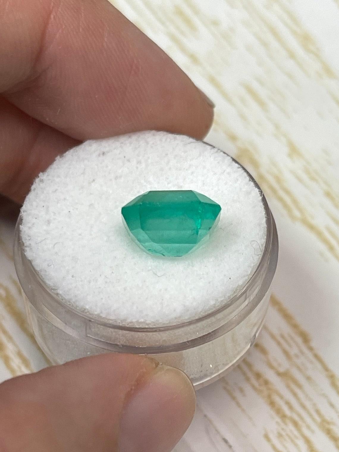5.55ct Bluish Green Asscher Cut Colombian Gem 11x11 Genuine May Birthstone For Sale 1