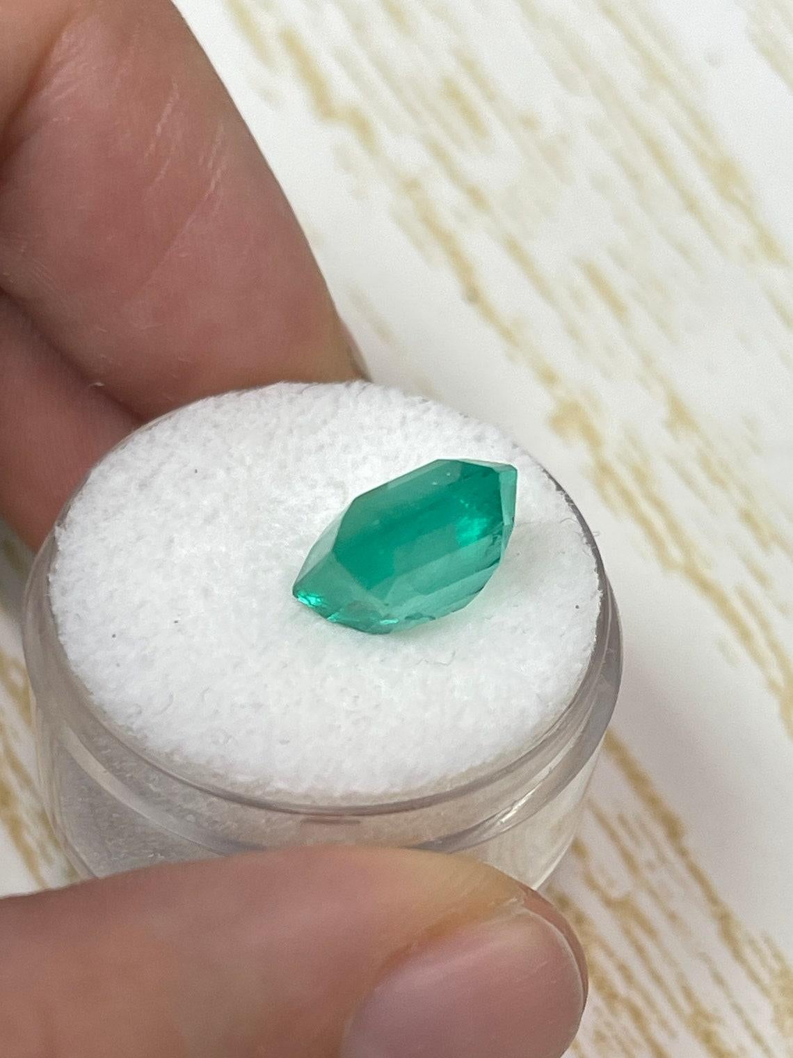 5.55ct Bluish Green Asscher Cut Colombian Gem 11x11 Genuine May Birthstone For Sale 2