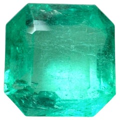 5.55ct Bluish Green Asscher Cut Colombian Gem 11x11 Genuine May Birthstone (pierre de naissance de mai)