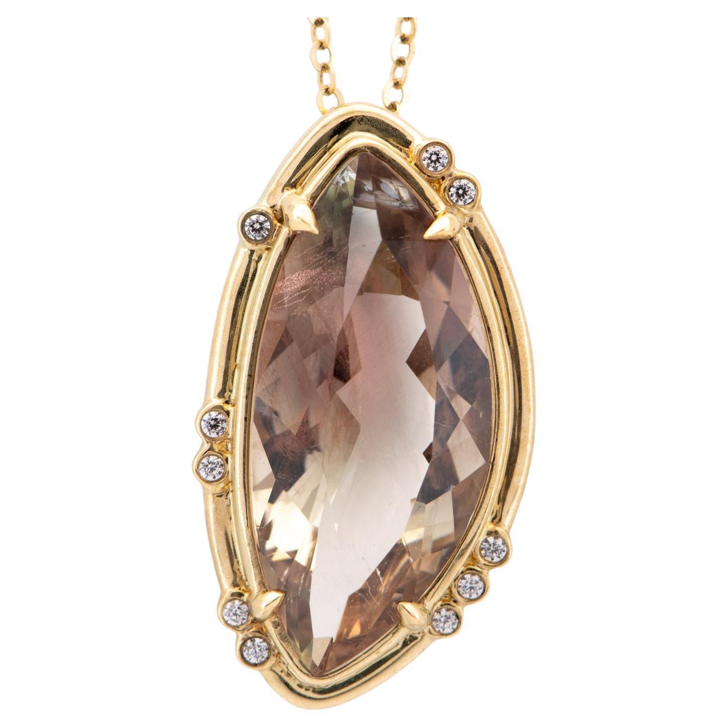 5.55ct Fancy Shape Bi-Color Oregon Sunstone Pendant 9K Gold Wear Multiple Ways